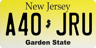 NJ license plate A40JRU