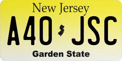 NJ license plate A40JSC
