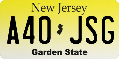 NJ license plate A40JSG