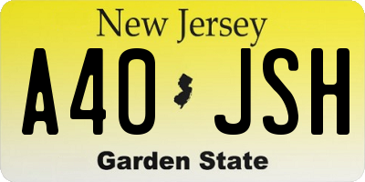 NJ license plate A40JSH