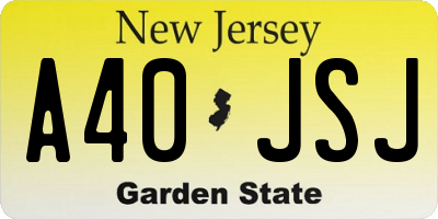 NJ license plate A40JSJ
