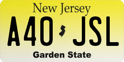 NJ license plate A40JSL