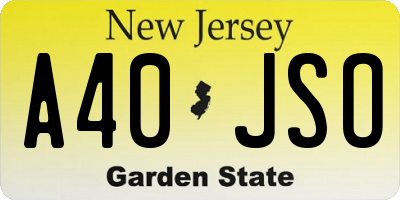 NJ license plate A40JSO