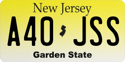NJ license plate A40JSS
