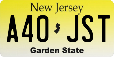 NJ license plate A40JST
