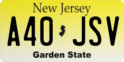 NJ license plate A40JSV