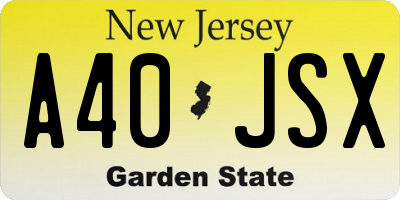 NJ license plate A40JSX