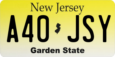 NJ license plate A40JSY
