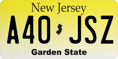 NJ license plate A40JSZ