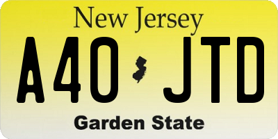NJ license plate A40JTD