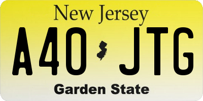 NJ license plate A40JTG