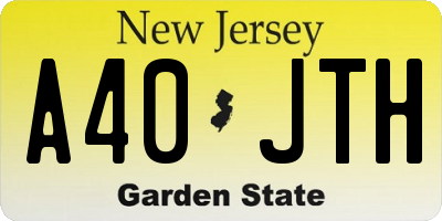 NJ license plate A40JTH