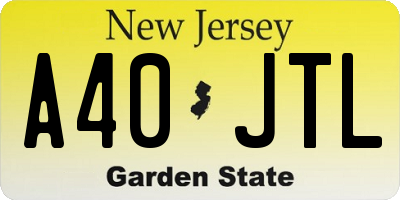 NJ license plate A40JTL