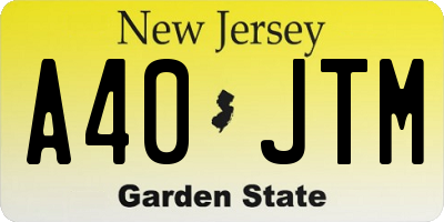 NJ license plate A40JTM