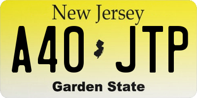 NJ license plate A40JTP