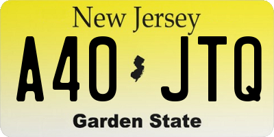 NJ license plate A40JTQ