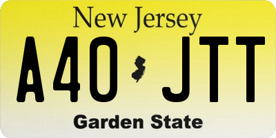 NJ license plate A40JTT