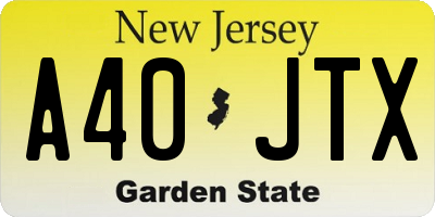 NJ license plate A40JTX
