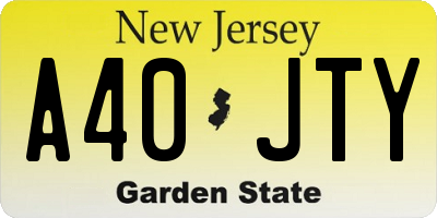 NJ license plate A40JTY