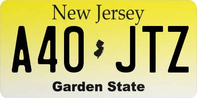 NJ license plate A40JTZ
