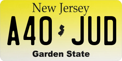 NJ license plate A40JUD