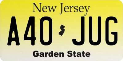 NJ license plate A40JUG