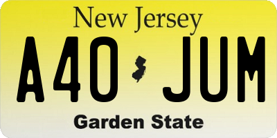NJ license plate A40JUM