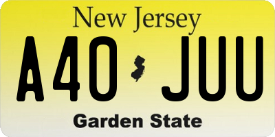 NJ license plate A40JUU