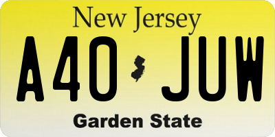 NJ license plate A40JUW