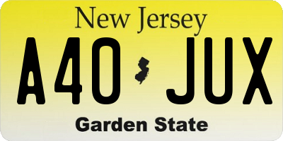 NJ license plate A40JUX