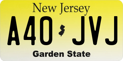 NJ license plate A40JVJ
