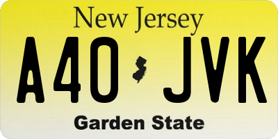 NJ license plate A40JVK