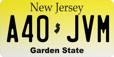 NJ license plate A40JVM
