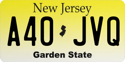 NJ license plate A40JVQ