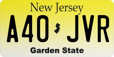 NJ license plate A40JVR