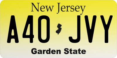 NJ license plate A40JVY