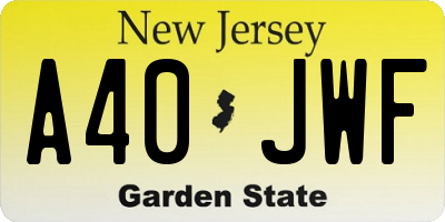 NJ license plate A40JWF