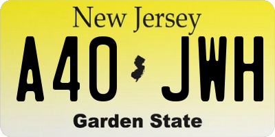 NJ license plate A40JWH