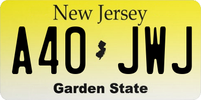NJ license plate A40JWJ
