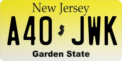 NJ license plate A40JWK