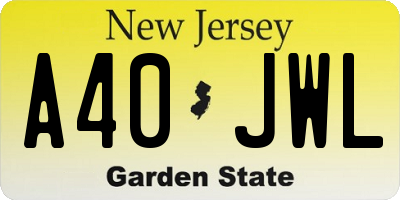 NJ license plate A40JWL