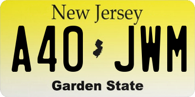 NJ license plate A40JWM