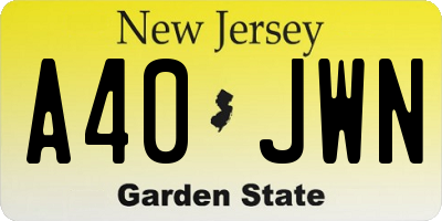 NJ license plate A40JWN