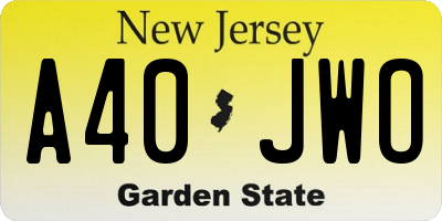 NJ license plate A40JWO