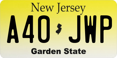 NJ license plate A40JWP