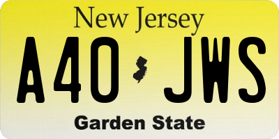 NJ license plate A40JWS