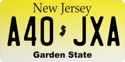 NJ license plate A40JXA