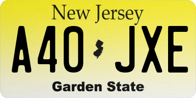 NJ license plate A40JXE