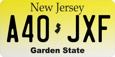 NJ license plate A40JXF