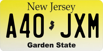 NJ license plate A40JXM